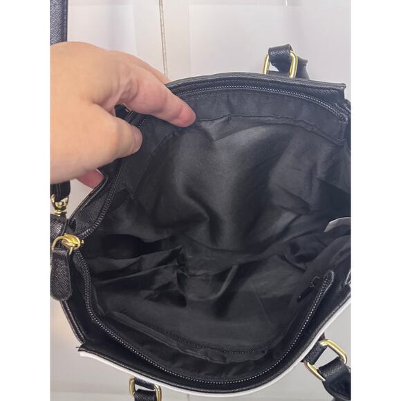 Small black with white stripes crossbody bag, Gothic, Dark Academia - Picture 5 of 5